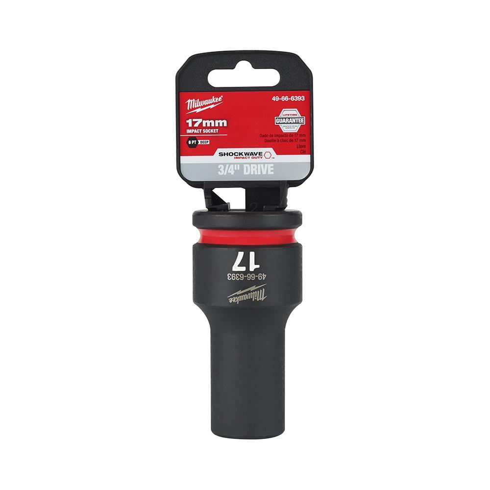 Milwaukee® SHOCKWAVE™ Impact Duty™ 49-66-6393 Socket, 3/4 in Hex Drive, 17 mm Deep Socket, 6 Points