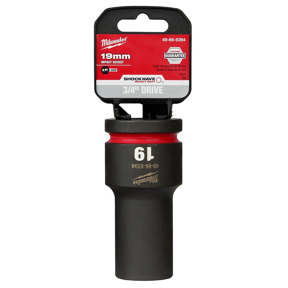 Milwaukee® SHOCKWAVE™ Impact Duty™ 49-66-6394 Socket, 3/4 in Hex Drive, 19 mm Deep Socket, 6 Points