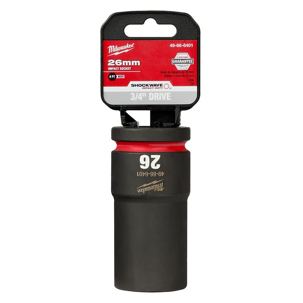 Milwaukee® SHOCKWAVE™ Impact Duty™ 49-66-6401 Socket, 3/4 in Hex Drive, 26 mm Deep Socket, 6 Points