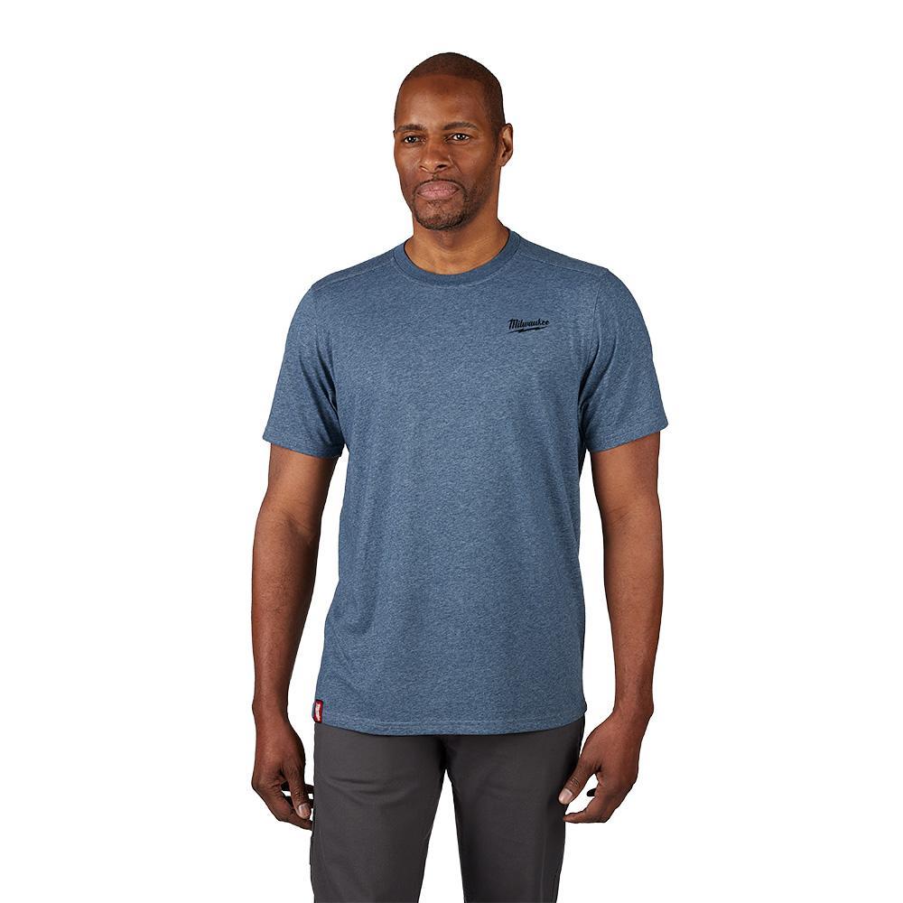 Milwaukee® 603BL-3X Breathable Lightweight Short Sleeve Hybrid T-Shirt, Men's, 3XL, Blue, Cotton/Polyester, 13 in L