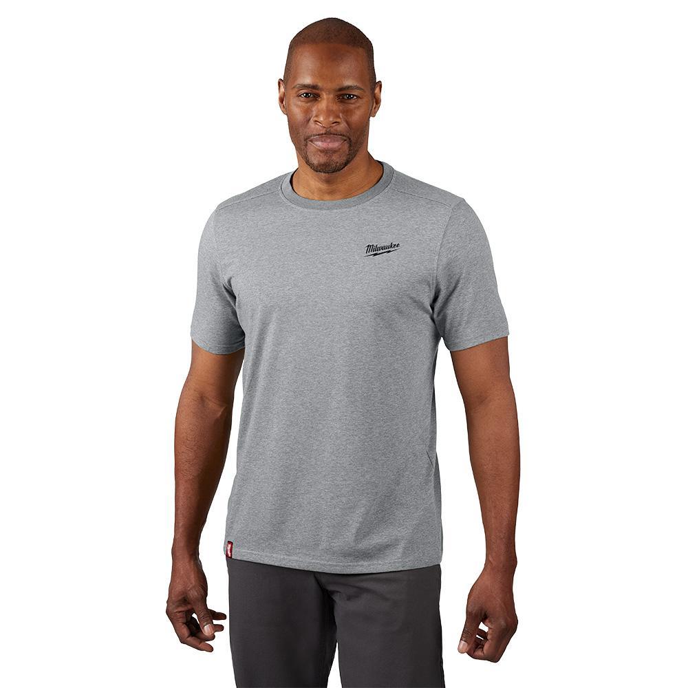 Milwaukee® 603G-2X Breathable Lightweight Short Sleeve Hybrid T-Shirt, Men's, 2XL, Gray, Cotton/Polyester, 13 in L