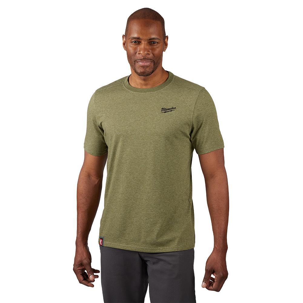 Milwaukee® 603GN-L Breathable Lightweight Short Sleeve Hybrid T-Shirt, Men's, L, Green, Cotton/Polyester, 13 in L