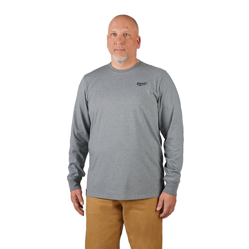 Milwaukee® 604G-2X Breathable Lightweight Long Sleeve Hybrid T-Shirt, Men's, 2XL, Gray, Cotton/Polyester, 13 in L