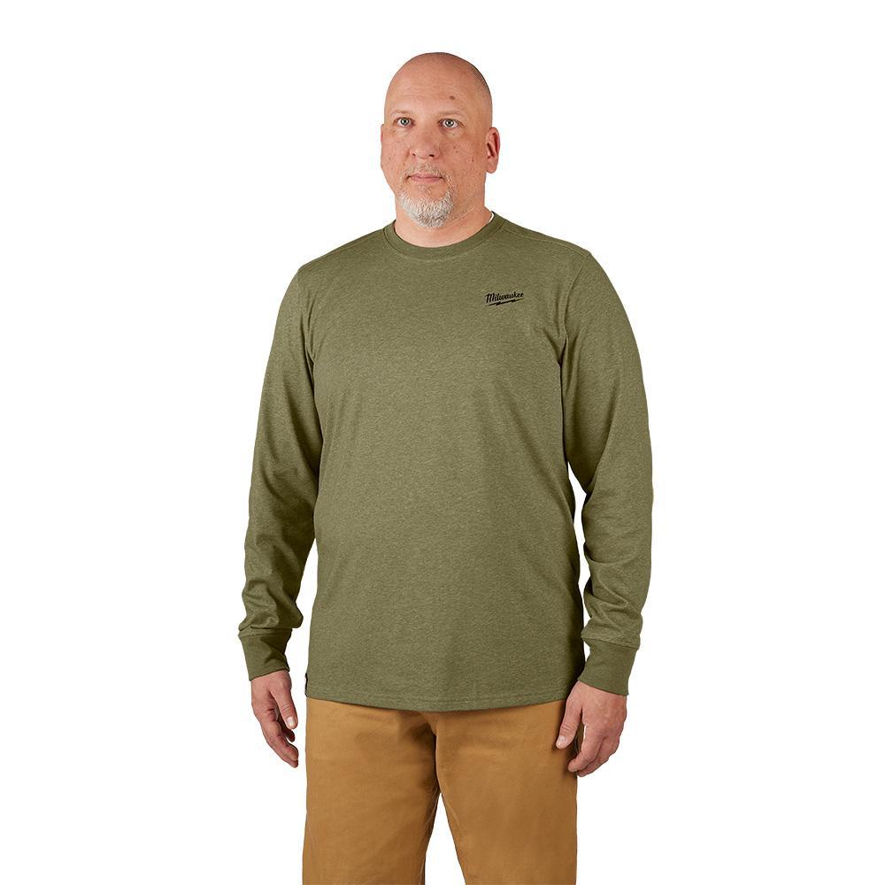 Milwaukee® 604GN-M Breathable Lightweight Long Sleeve Hybrid T-Shirt, Men's, M, Green, Cotton/Polyester, 13 in L