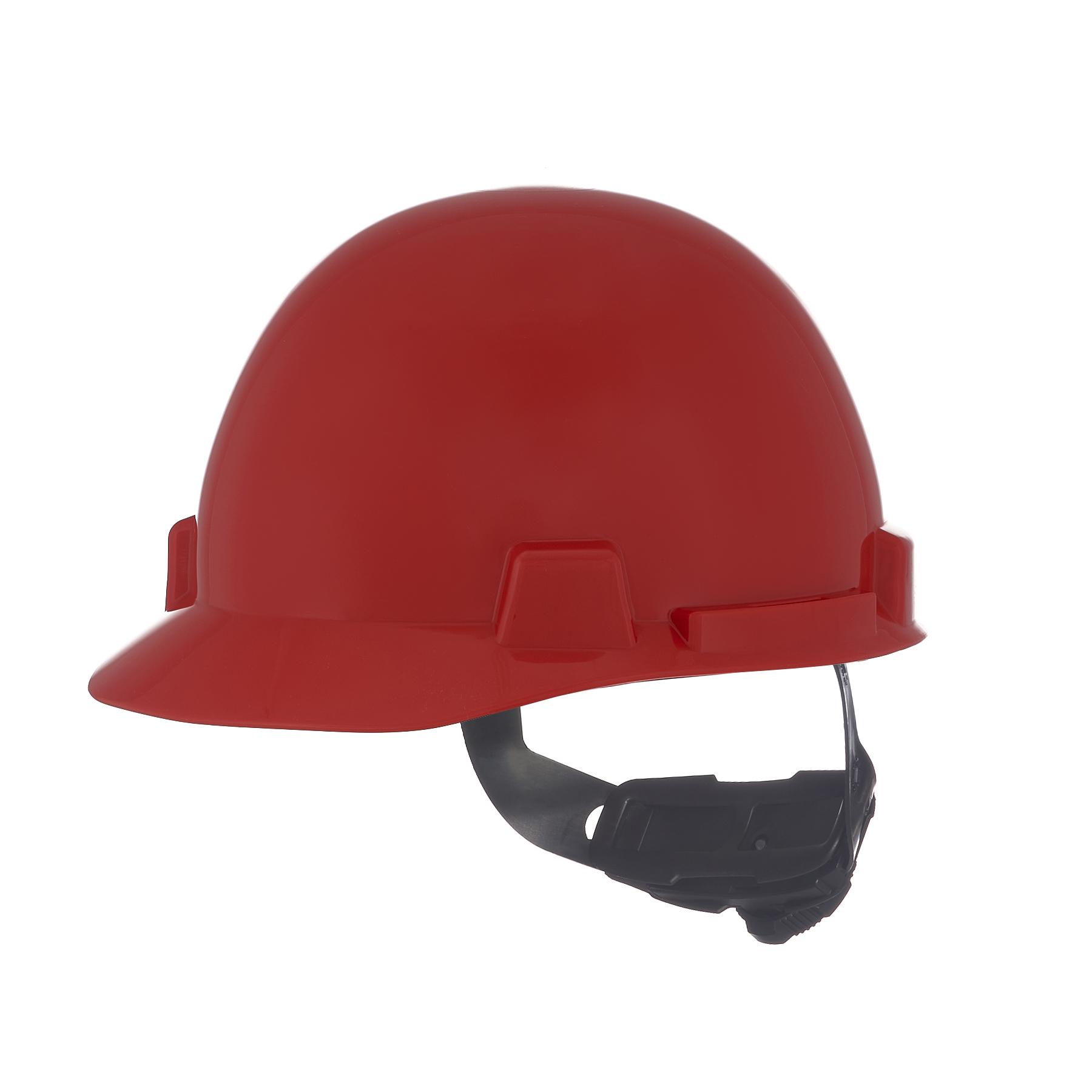 MSA SmoothDome™ 10074071 Cap Style Hard Hat, 6-1/2 Fits Mini Hat, 8 Fits Max Hat, Polyethylene, 4-Point Fas-Trac® III Suspension, ANSI Electrical Class Rating: Class E, ANSI Impact Rating: Type I, Ratchet Adjustment