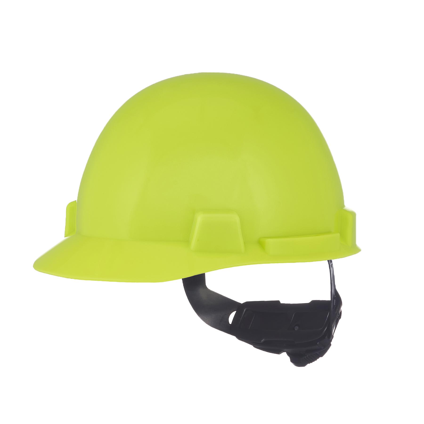 MSA SmoothDome™ 10074084 Cap Style Hard Hat, 6-1/2 Fits Mini Hat, 8 Fits Max Hat, Polyethylene, 4-Point Fas-Trac® III Suspension, ANSI Electrical Class Rating: Class E, ANSI Impact Rating: Type I, Ratchet Adjustment