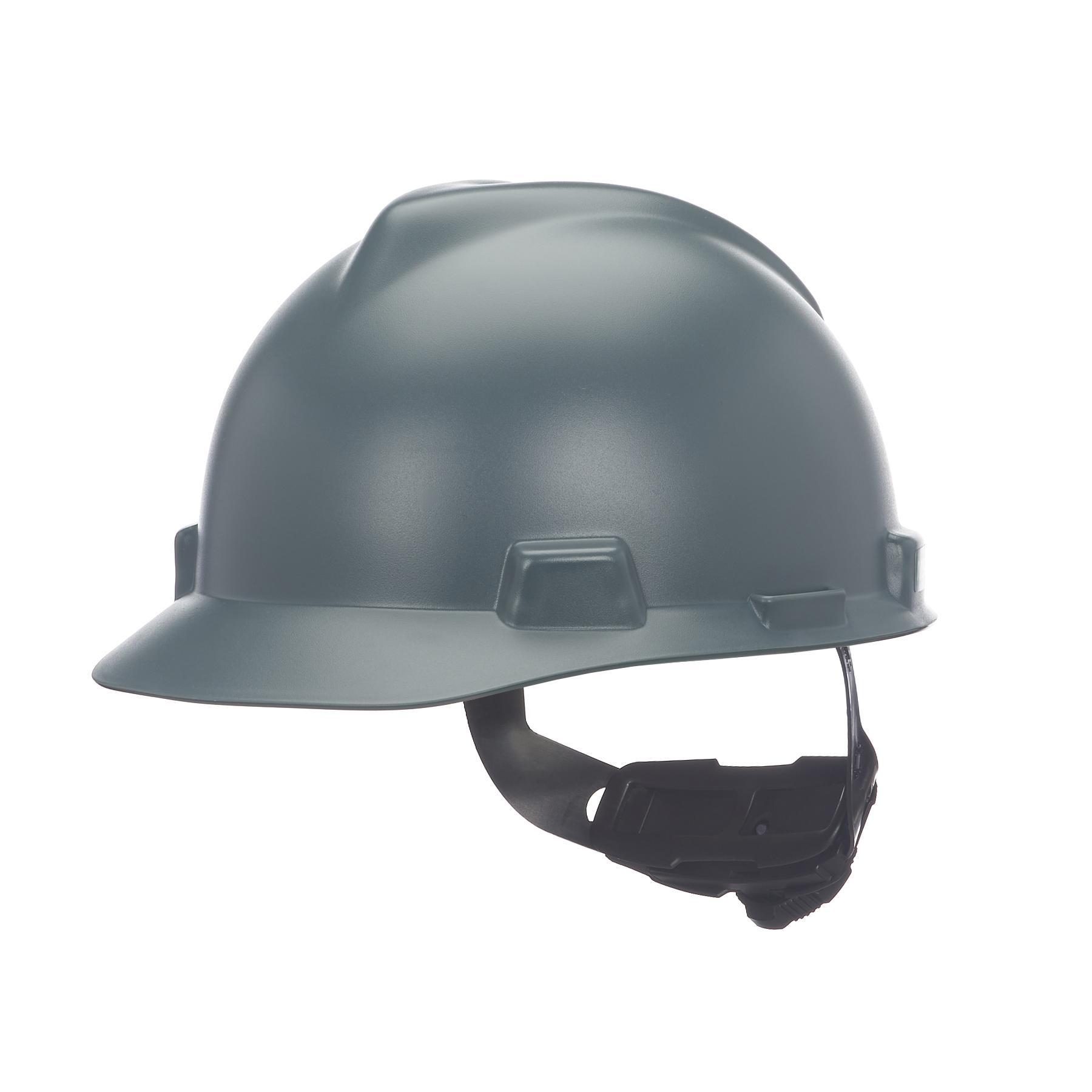 MSA 10203084 V-Gard Head Protection Hat, 6-1/2 Fits Mini Hat, 8 Fits Max Hat, Polyethylene, Fas-Trac® III Suspension, ANSI Electrical Class Rating: Class E, ANSI Impact Rating: ANSI Z89.1-2014 Type 1