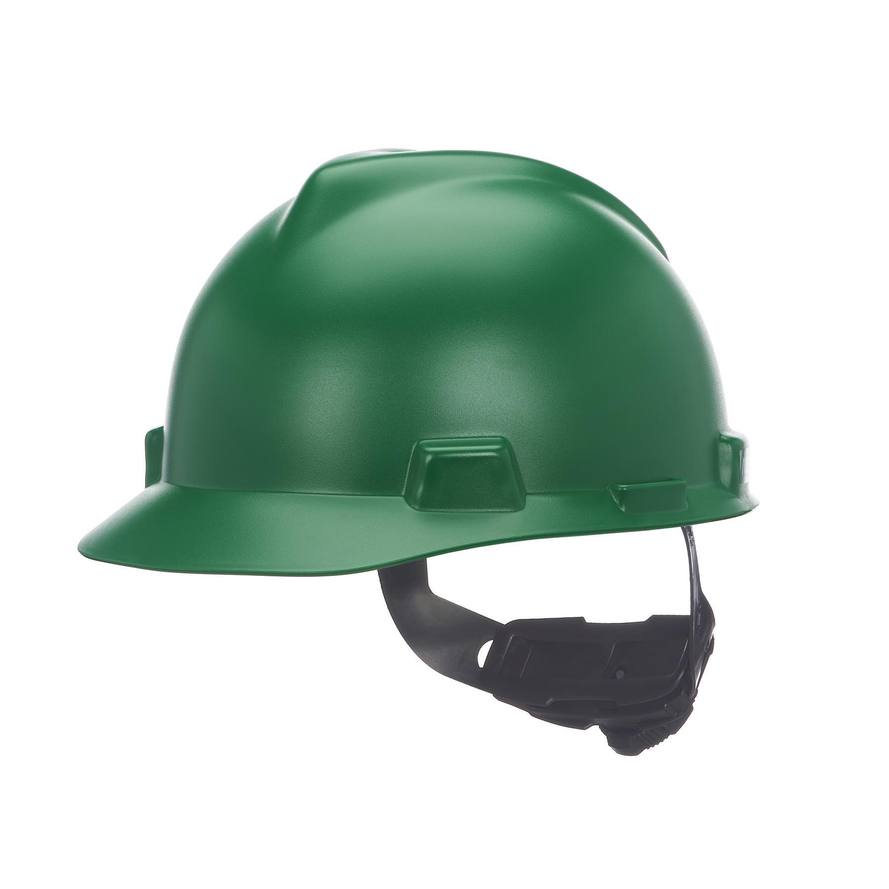 MSA 10203085 V-Gard Head Protection Hat, 6-1/2 Fits Mini Hat, 8 Fits Max Hat, Polyethylene, Fas-Trac® III Suspension, ANSI Electrical Class Rating: Class E, ANSI Impact Rating: ANSI Z89.1-2014 Type 1