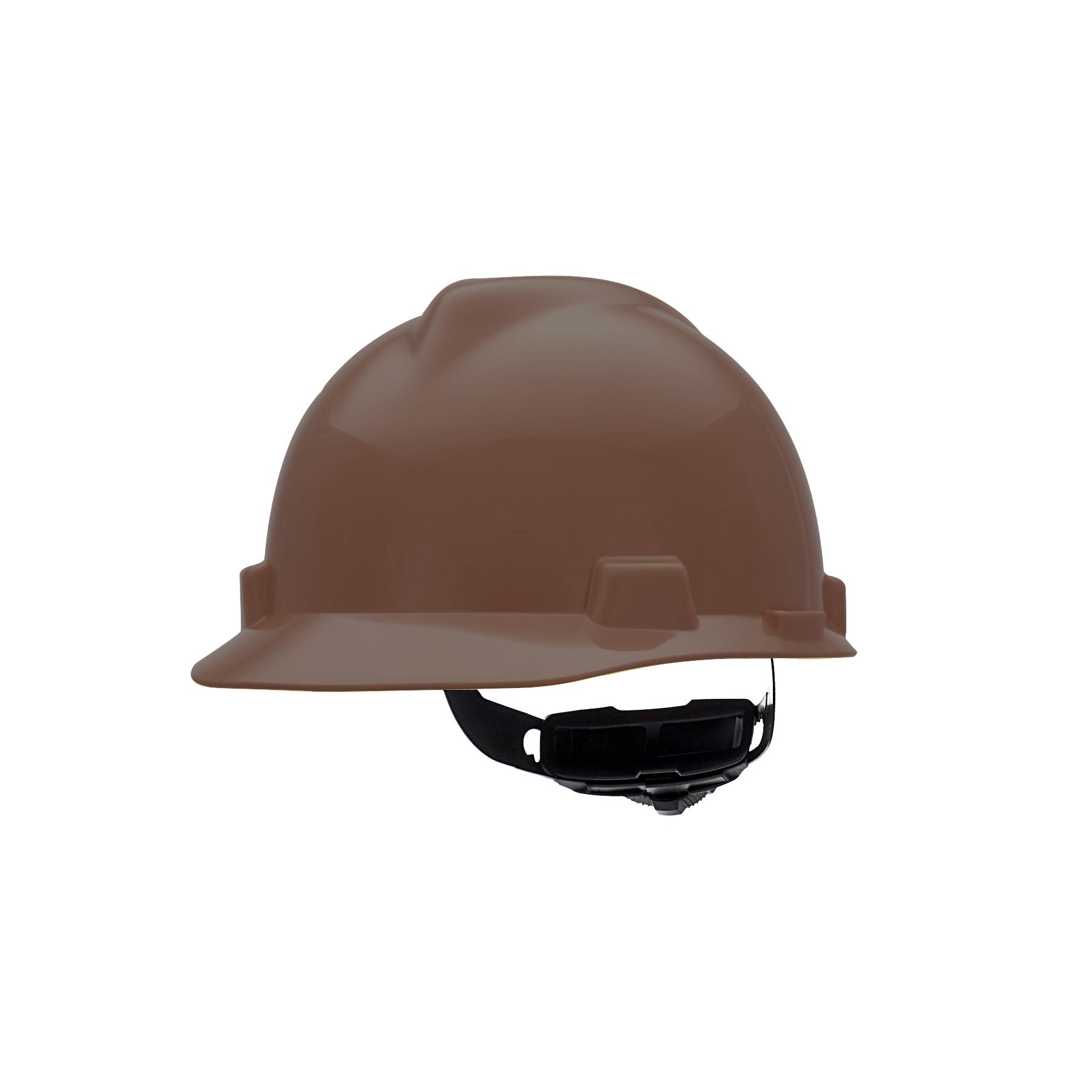 MSA V-Gard® 495854 Front Brim Hard Hat, 6-1/2 Fits Mini Hat, 8 Fits Max Hat, Polyethylene, Fas-Trac® III Suspension, ANSI Electrical Class Rating: Class E, ANSI Impact Rating: Type I, Ratchet Adjustment