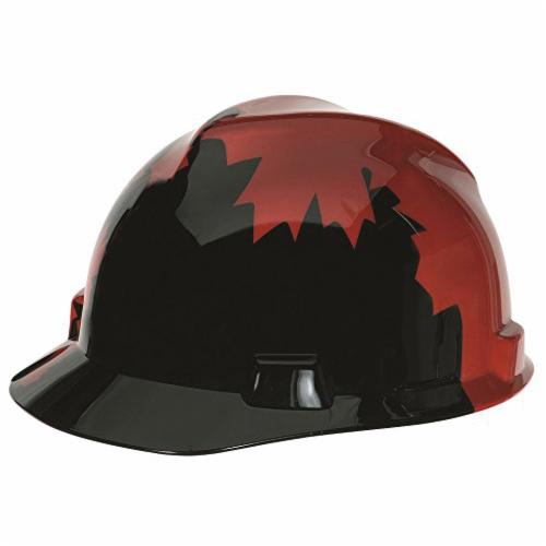 MSA V-Gard® 10082233 Canadian Freedom Front Brim Protective Cap With Red Maple Leaf, Plastic, Ratchet Suspension, Black with Red Maple Leaf Graphics, Ratchet Adjustment