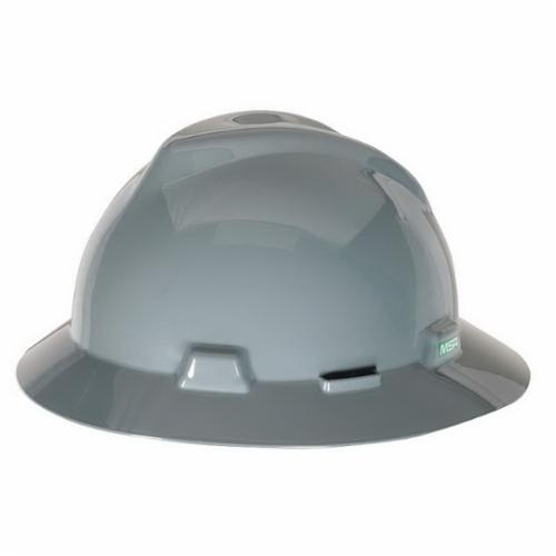 MSA V-Gard® 475367 Full Brim Hard Hat, SZ 6-1/2 to 8 Fits Mini Hat, Polyethylene, 4-Point Fas-Trac® III Suspension, ANSI Electrical Class Rating: Class E, ANSI Impact Rating: Type I, Ratchet Adjustment