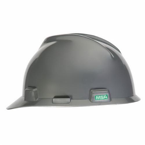 MSA V-Gard® 495855 Cap Style Hard Hat, 6-1/2 Fits Mini Hat, 8 Fits Max Hat, Polyethylene, Fas-Trac® III Suspension, ANSI Electrical Class Rating: Class E, ANSI Impact Rating: Type I, Ratchet Adjustment