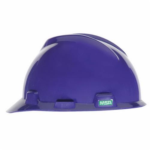MSA V-Gard® 495858 Front Brim Hard Hat, 6-1/2 Fits Mini Hat, 8 Fits Max Hat, Polyethylene, Fas-Trac® III Suspension, ANSI Electrical Class Rating: Class E, ANSI Impact Rating: Type I, Ratchet Adjustment