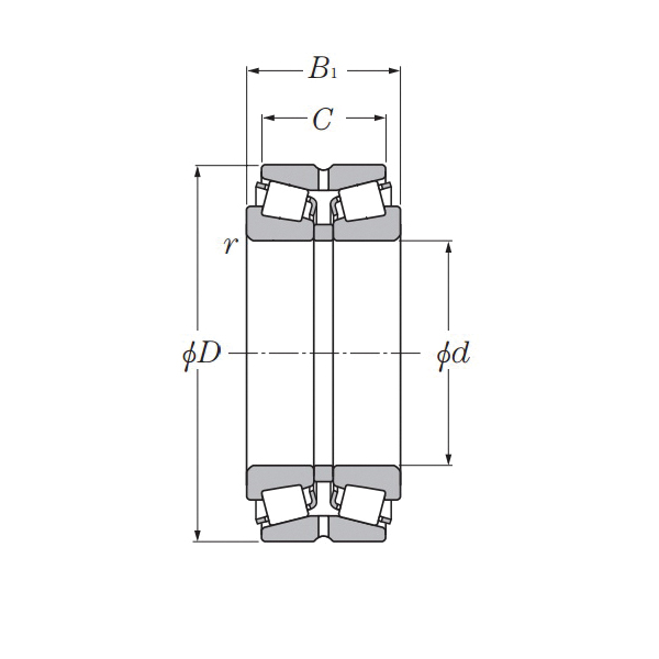 NTN 423060C3 Round Bore Tapered Roller Bearing, 300 mm Dia Bore, 460 mm OD, 2 Rows, 148 mm W, 3150000 N Load