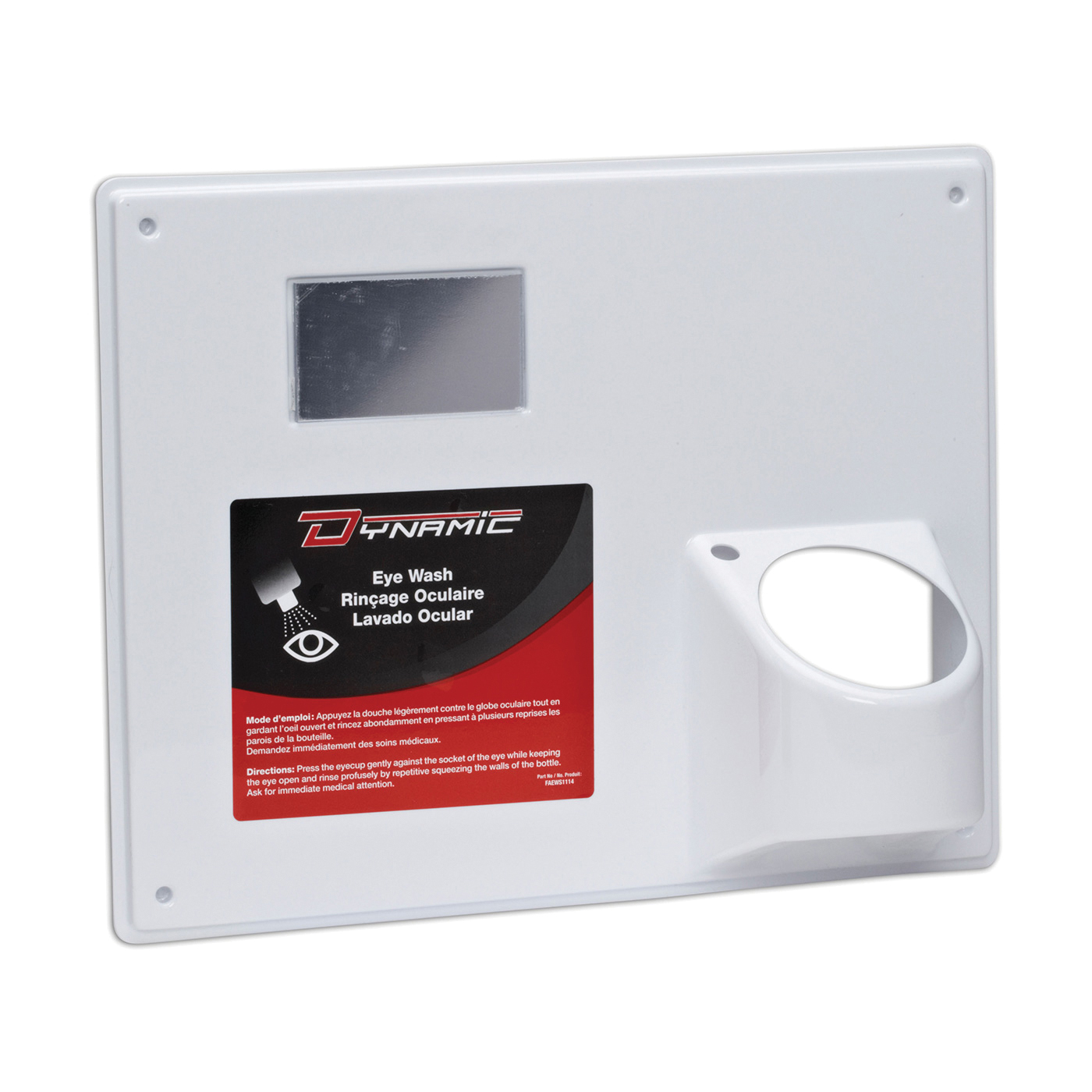 Dynamic™ FAEWS1114 Eyewash Station Panel Only, For Use With FAEWB16/FAEW016/FAEW016SU (1) 16 oz Bottle Empty Bottles and Eye Cups