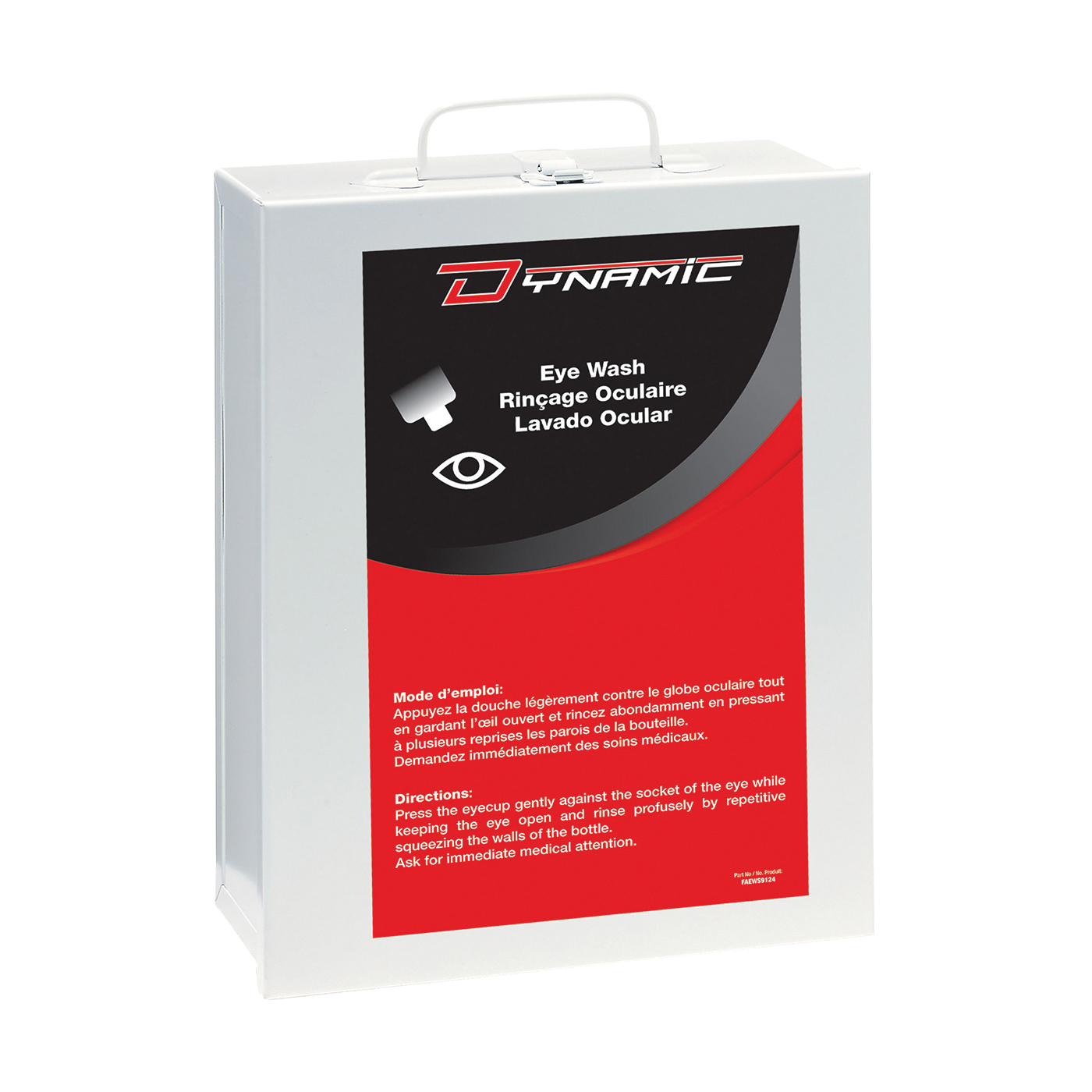 Dynamic™ FAEWS9124 Eyewash Station Metal Box, For Use With FAEWB32/FAEW032/FAEW032SU (2) 32 oz Bottles Empty Bottles and Eye Cups