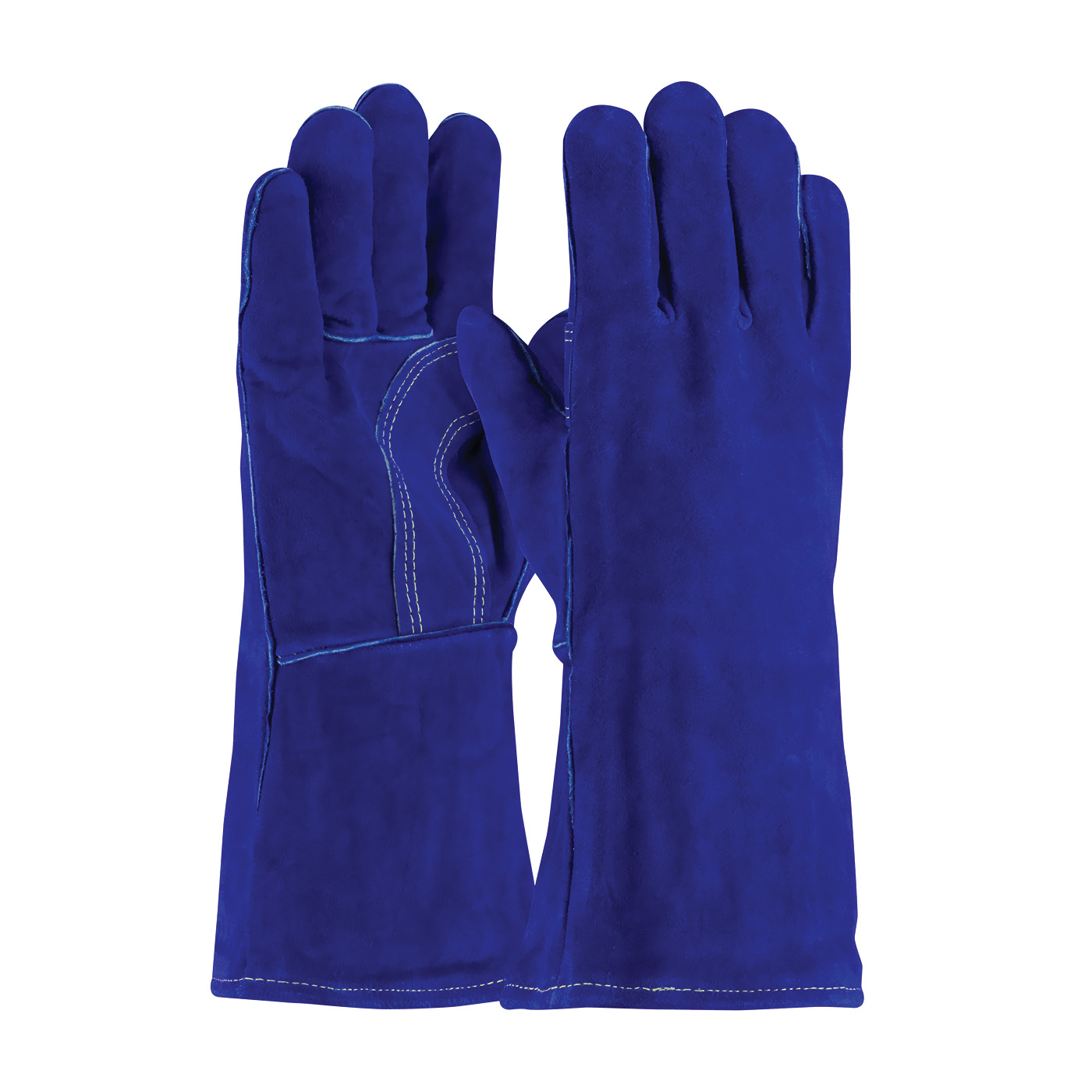 PIP® GP737018 Shoulder Grade Welding Gloves, L, Split Cowhide Leather, Blue, Cotton/Foam Lining, Full Leather Gauntlet Cuff, 13-1/2 in L, 1.2 mm THK Glove Material