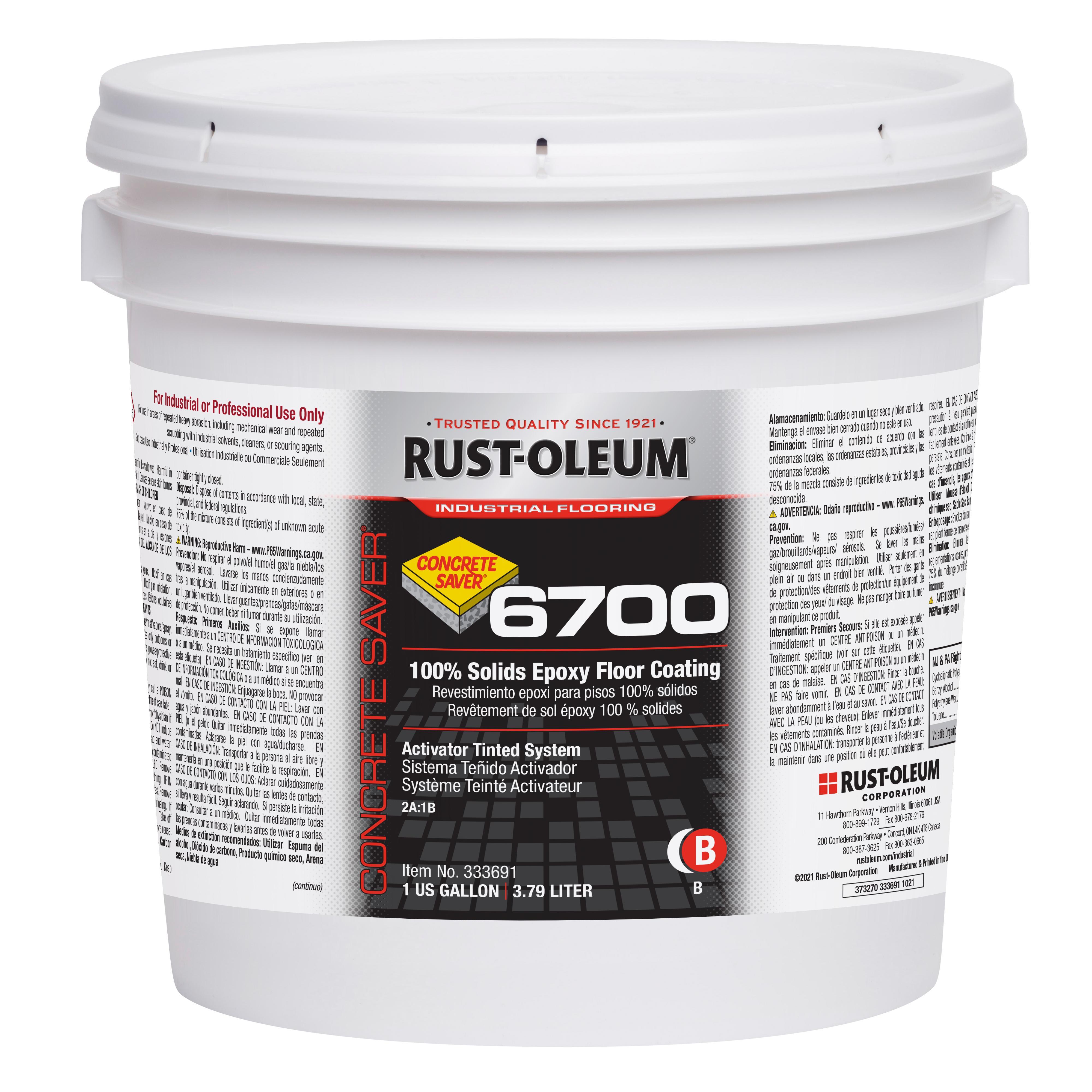 Concrete Saver® 333691 6700 System 100% Solid Epoxy Floor Coating, 1 gal Container, Liquid Form, Clear, 100 sq-ft/gal Coverage, 2 days Curing