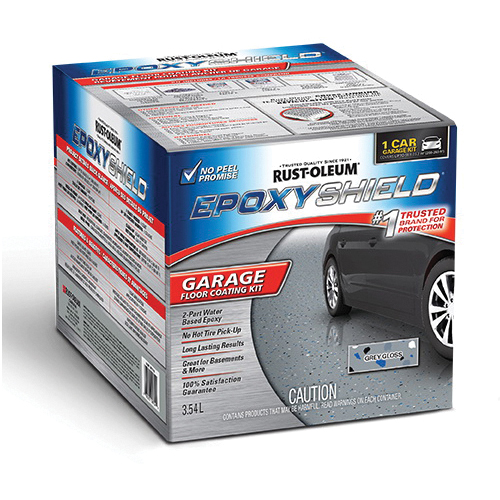 EPOXYSHIELD® N233005 Water Based Garage Floor Coating Kit, 3.55 L Container, Liquid Form, Gray, 250 sq-ft Coverage