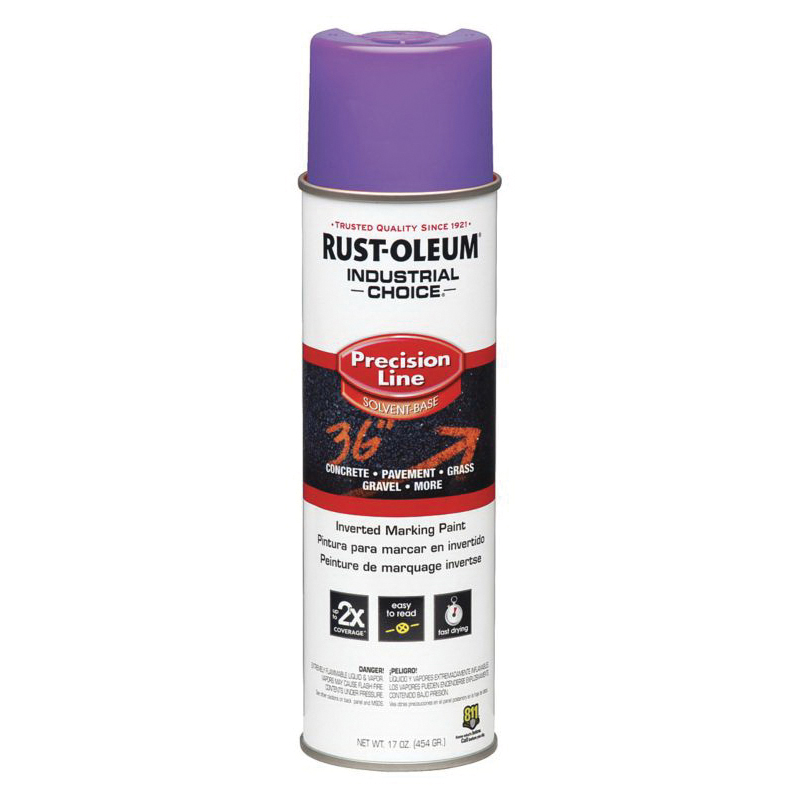 Rust-Oleum® 1669838 M1600 Precision Line Solvent Based Inverted Marking Paint, 17 oz Container, Liquid Form, Fluorescent Purple, 600 to 700 linear ft/gal with 1 in W Stripe Coverage