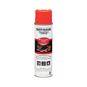 Rust-Oleum® 203028 M1600 Precision Line Solvent Based Inverted Marking Paint, 17 oz Container, Liquid Form, Fluorescent Red/Orange, 600 to 700 linear ft/gal with 1 in W Stripe Coverage