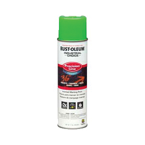 Rust-Oleum® 203032 M1800 Precision Line Water Based Inverted Marking Paint, 17 oz Container, Liquid Form, Fluorescent Green, 600 to 700 linear ft/gal with 1 in W Stripe Coverage