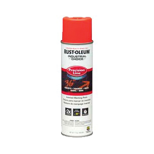 Rust-Oleum® 203037 M1800 Precision Line Water Based Inverted Marking Paint, 17 oz Container, Liquid Form, Fluorescent Red/Orange, 600 to 700 linear ft/gal with 1 in W Stripe Coverage