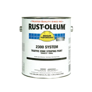 Rust-Oleum® 2348402 2300 System 1-Component Water Base Traffic Zone Striping Paint, 1 gal Container, Liquid Form, Traffic Yellow, 330 to 690 linear ft/gal with 4 in Stripe Coverage