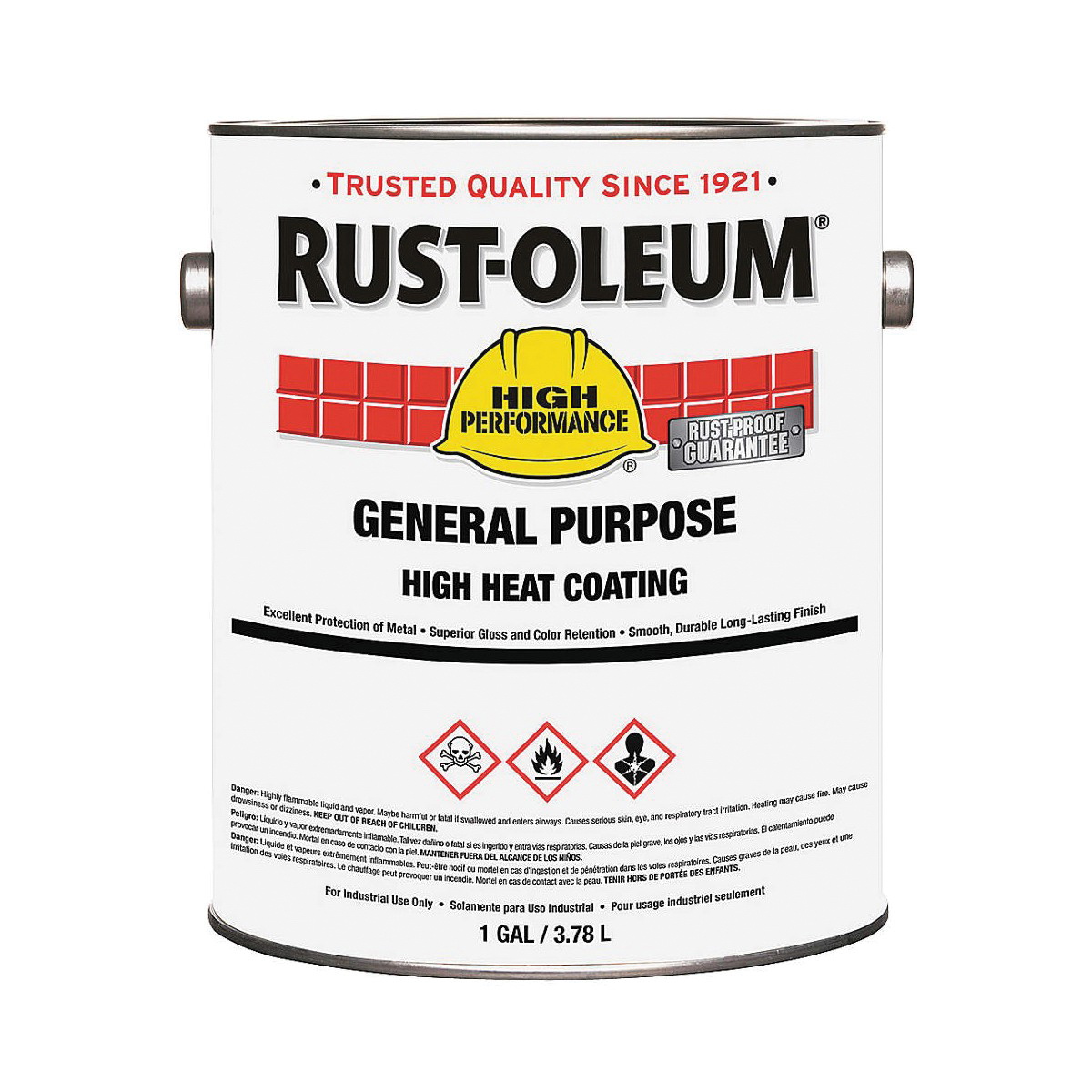 Rust-Oleum® 286507 Heavy Duty High Heat Coating, 1 gal Container, Liquid Form, Aluminum, 450 to 606 sq-ft/gal Coverage