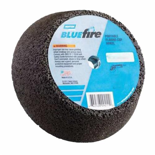 Norton® BlueFire® 66253344373 Cup Wheel With Steel Back, 6 x 4-13/16 in Dia x 2 in THK, 14 Grit, Zirconia Alumina Abrasive