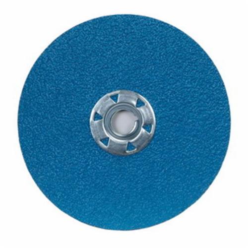 Norton® BlueFire® NorZon® 66261138818 F826P Heavy Duty Coated Abrasive Disc, 7 in Dia, 5/8-11 Center Hole, 36 Grit, Extra Coarse Grade, Zirconia Alumina Abrasive, Speed Change Fastener Attachment