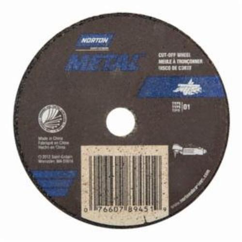 Norton® Metal® 07660789451 All Purpose Small Diameter Cut-Off Wheel, 3 in Dia x 0.035 in THK, 3/8 in Center Hole, 60 Grit, Aluminum Oxide Abrasive