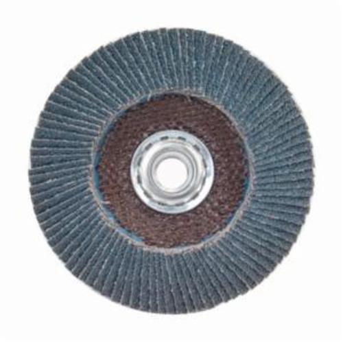 Norton® Charger™ 63642503528 R822 Arbor Thread Jumbo High Density Coated Abrasive Flap Disc, 4-1/2 in Dia, P60 Grit, Coarse Grade, Zirconia Alumina Abrasive, Type 27 Flat Disc
