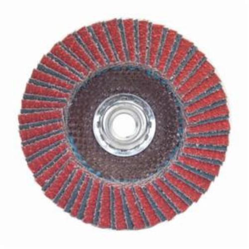 Norton® Red Heat® 63642536156 R961 Arbor Thread Coated Abrasive Flap Disc, 4-1/2 in Dia, P40 Grit, Extra Coarse Grade, Ceramic Alumina/Zirconia Alumina Abrasive, Type 29 Conical Disc