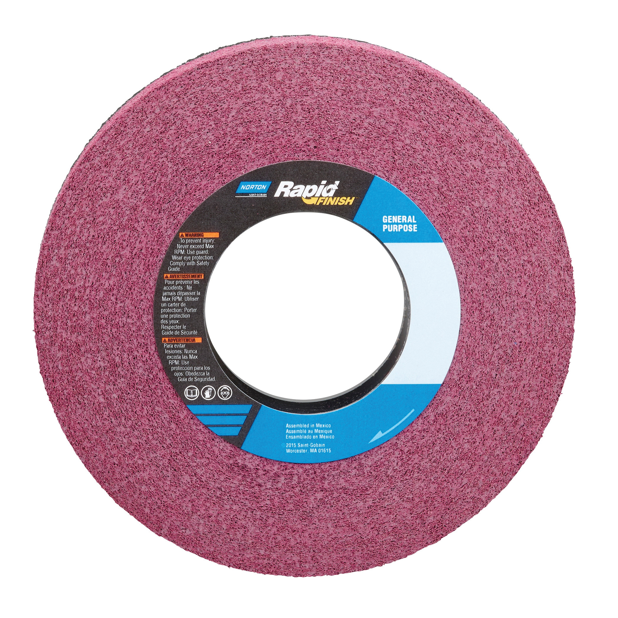 Norton® Bear-Tex® Rapid Finish™ 63642576004 Convolute Non-Woven Abrasive Wheel, 8 in Dia, 3 in Center Hole, 1 in W Face, Fine Grade, Silicon Carbide Abrasive