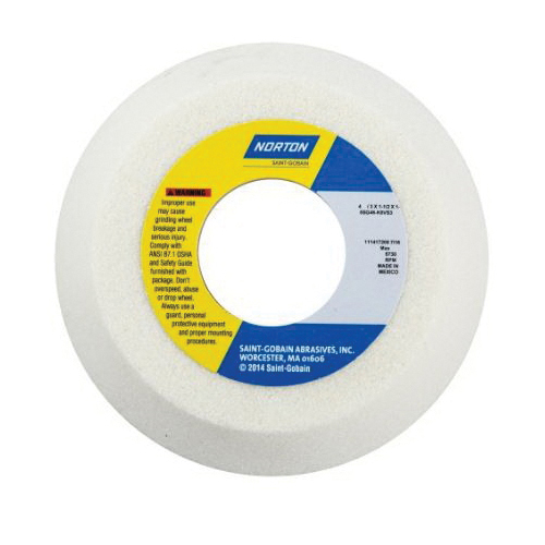 Norton® Vitrium3® 66243495339 5SG Toolroom Wheel, 4 in Dia x 1-1/2 in THK, 1-1/4 in Center Hole, 46 Grit, Ceramic Alumina Abrasive