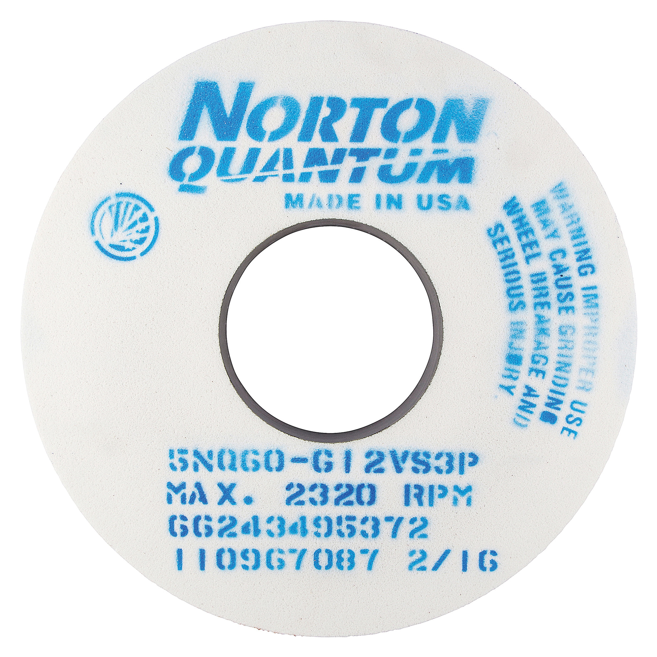 Norton® Quantum™ 66243495372 5NQ Straight Toolroom Wheel, 14 in Dia x 1-1/2 in THK, 5 in Center Hole, 60 Grit, Ceramic Alumina Abrasive