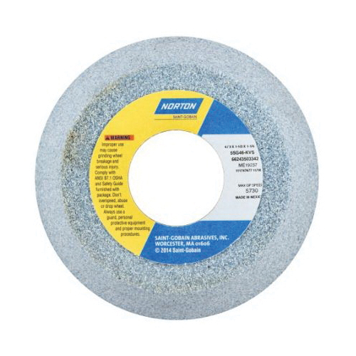 Norton® 66252803291 5SG Toolroom Wheel, 5 in Dia x 1-3/4 in THK, 1-1/4 in Center Hole, 46 Grit, Ceramic Alumina Abrasive