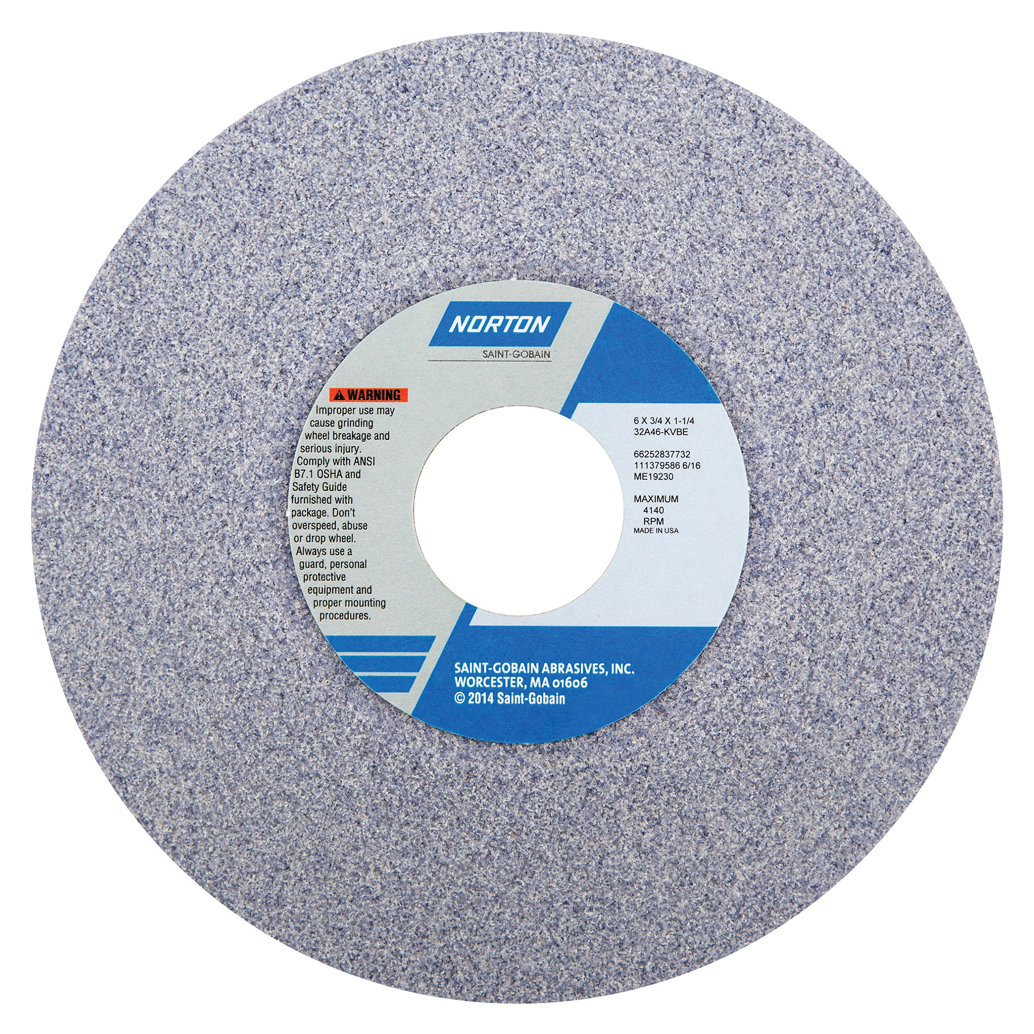 Norton® 66252837732 32A Toolroom Wheel, 6 in Dia x 3/4 in THK, 1-1/4 in Center Hole, 46 Grit, Aluminum Oxide Abrasive