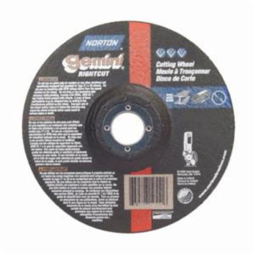 Norton® Gemini® 66252841911 Type 27 Depressed Center Cut-Off Wheel With Quick-Change Hub, 6 in Dia x 0.045 in THK, 7/8 in Center Hole, 24 Grit, Aluminum Oxide Abrasive