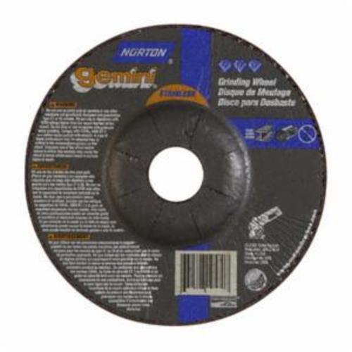 Norton® Gemini® 66252842040 DC514GSS Contaminant-Free Mini Cut-Off Wheel With Quick-Change Hub, 5 in Dia x 1/4 in THK, 7/8 in Center Hole, 24 Grit, Aluminum Oxide Abrasive