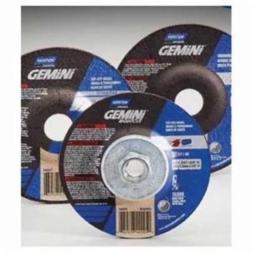 Norton® Gemini® 66252842163 Type 27 Depressed Center Cut-Off Wheel With Quick-Change Hub, 4-1/2 in Dia x 1/4 in THK, 24 Grit, Aluminum Oxide Abrasive