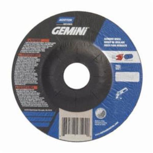 Norton® Gemini® 66252842165 Type 27 Depressed Center Cut-Off Wheel With Quick-Change Hub, 4-1/2 in Dia x 1/4 in THK, 7/8 in Center Hole, 24 Grit, Aluminum Oxide Abrasive