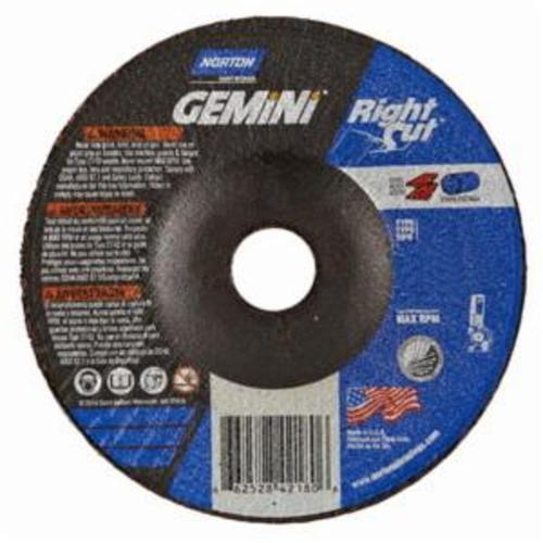 Norton® Gemini® RightCut™ 66252842180 RC4G27 All Purpose Cut-Off Wheel With Quick-Change Hub, 4 in Dia x 0.045 in THK, 5/8 in Center Hole, 24 Grit, Aluminum Oxide Abrasive