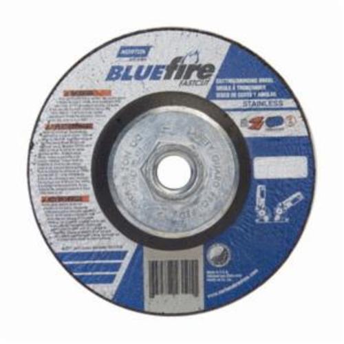 Norton® BlueFire® Fast Cut™ 66252843191 DC4518HCHFC Contaminant-Free Cut-Off Wheel With Quick-Change Hub, 4-1/2 in Dia x 1/8 in THK, 24 Grit, Aluminum Oxide/Zirconia Alumina Abrasive