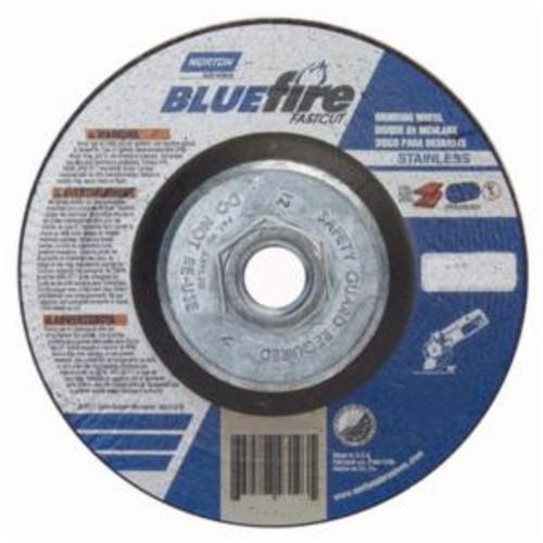 Norton® BlueFire® Fast Cut™ 66252843193 DC4514HCHFC Type 27 Depressed Center Contaminant Free Cut-Off Wheel With Quick-Change Hub, 4-1/2 in Dia x 1/4 in THK, 24 Grit, Aluminum Oxide/Zirconia Alumina Abrasive