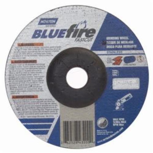Norton® BlueFire® Fast Cut™ 66252843200 DC614CHFC Type 27 Depressed Center Contaminant-Free Cut-Off Wheel With Quick-Change Hub, 6 in Dia x 1/4 in THK, 7/8 in Center Hole, 24 Grit, Aluminum Oxide/Zirconia Alumina Abrasive