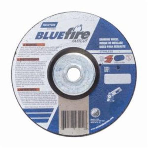 Norton® BlueFire® Fast Cut™ 66252843201 DC614HCHFC Type 27 Depressed Center Contaminant Free Cut-Off Wheel With Quick-Change Hub, 6 in Dia x 1/4 in THK, 24 Grit, Aluminum Oxide/Zirconia Alumina Abrasive