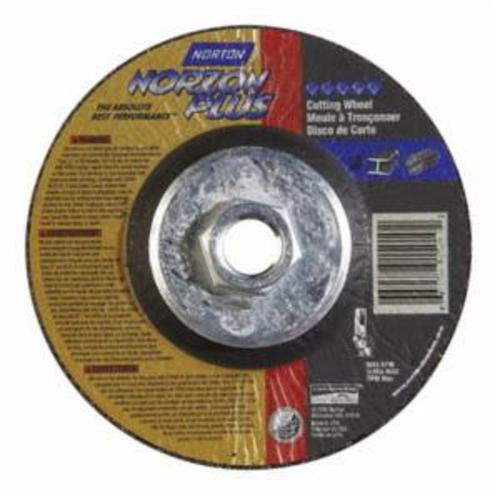 Norton® NorZon® Plus® 66252843321 DC45125HNZP All Purpose Cut-Off Wheel With Quick-Change Hub, 4-1/2 in Dia x 1/8 in THK, 24 Grit, Ceramic Alumina/Zirconia Alumina Abrasive