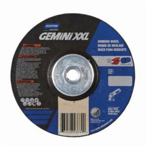 Norton® Gemini® 66252843789 DC614HGXXL Type 27 2XL Depressed Center Cut-Off Wheel, 6 in Dia x 1/4 in THK, 24 Grit, Aluminum Oxide Abrasive